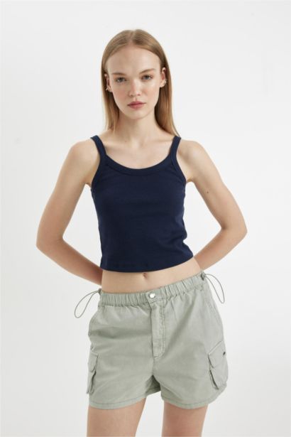 Regular Fit Regular Waist Short Leg Gabardine Shorts