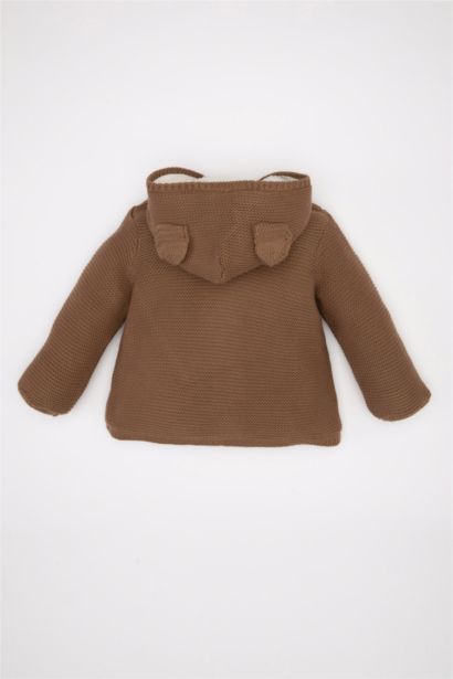 Baby Boy Polar Fleece Inside Thick Hooded Knitted Cardigan