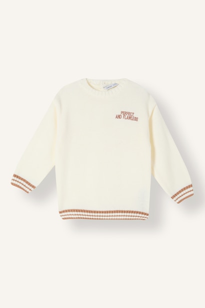 Pull à col rond imprimé slogan Coupe régulière pour bébé garçon