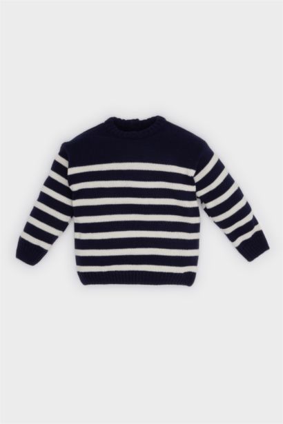 Baby Boy Regular Fit Striped Crew Neck Pullover