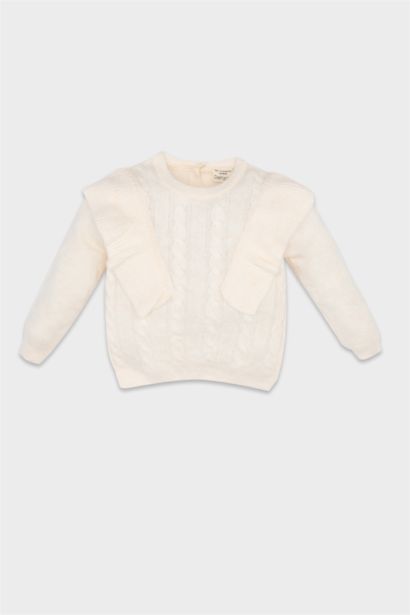 بلوفر تريكو بناتي قصة عادية برقبة مستديرة