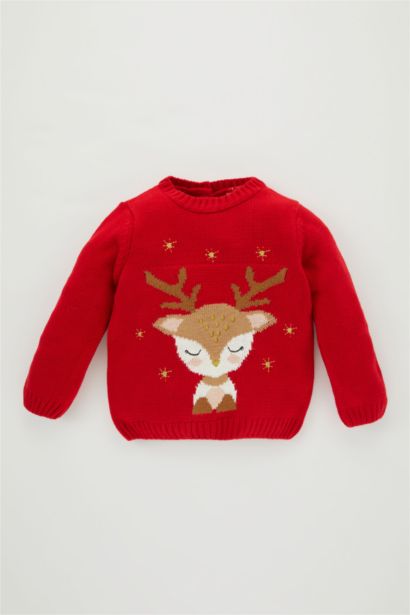 بلوفر بناتي قصة عادية برقبة مستديرة