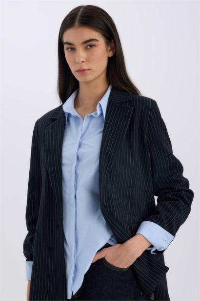 Oversize Geniş Kalıp Kruvaze Yaka Blazer Ceket