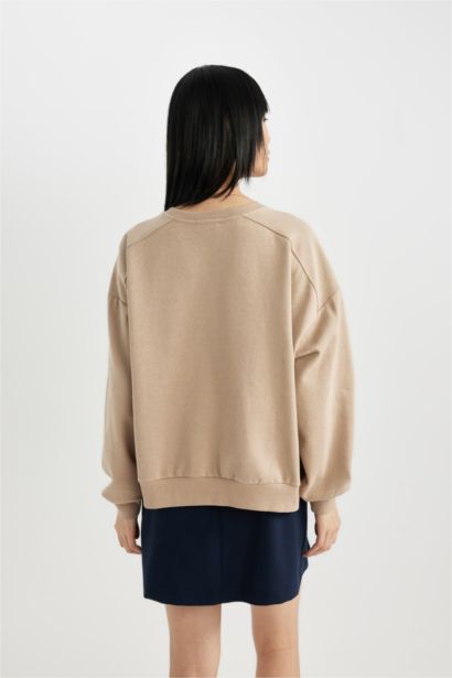 Oversize Fit Crew Neck Thick Fabric Sweatshirt