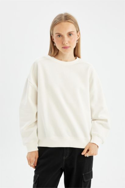 Oversize Crew Neck Thick Basic Sweatshirt
