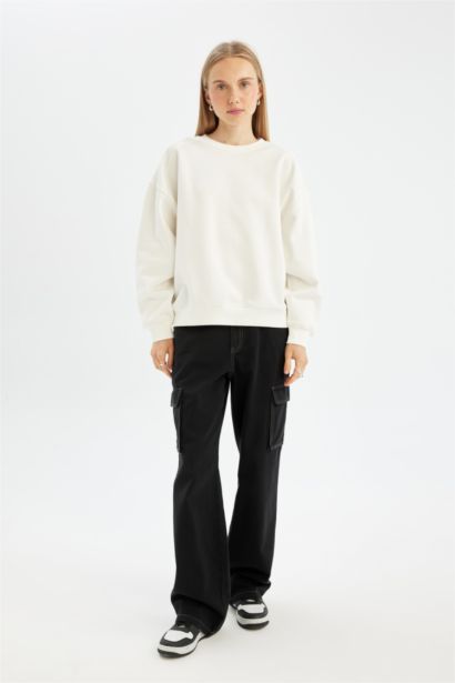 Oversize Crew Neck Thick Basic Sweatshirt