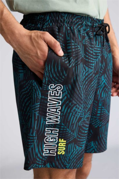 Short de bain imprimé à texture extensible Coupe régulière de DeFactoFit