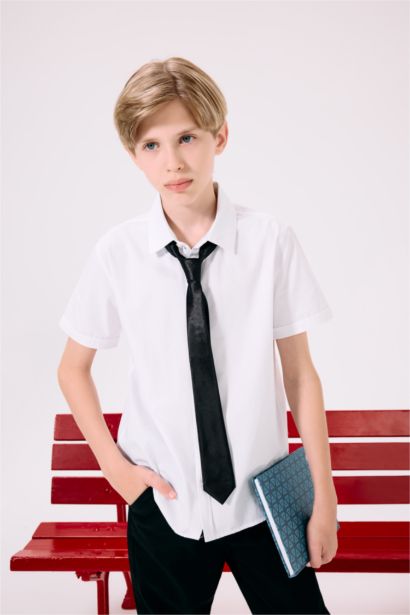 Boy Polo Neck Poplin Short Sleeve Shirt
