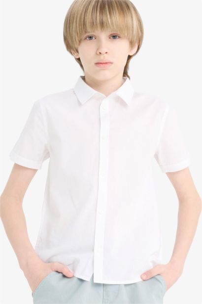 Boy Polo Neck Poplin Short Sleeve Shirt