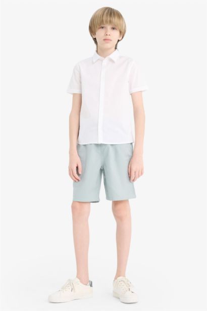 Boy Polo Neck Poplin Short Sleeve Shirt