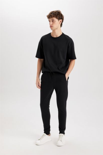 Jogger Eşofman Altı Slim Fit Dar Kesim Beli Bağcıklı Lastikli Paça Fermuar Cepli