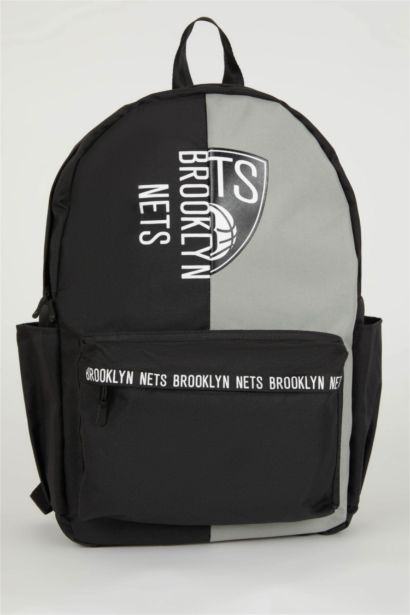 Unisex NBA Brooklyn Nets Su İtici Kumaş Okul Çantası