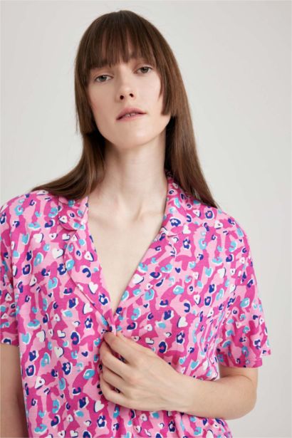 Fall in Love Regular Fit Patterned Short Sleeve Pyjamas Set