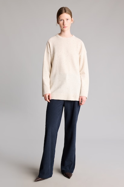 Pantalon en velours côtelé lare à taille haute Coupe droite