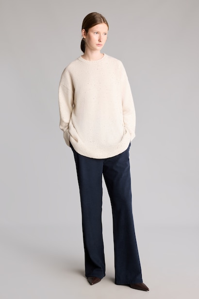 Pantalon en velours côtelé lare à taille haute Coupe droite