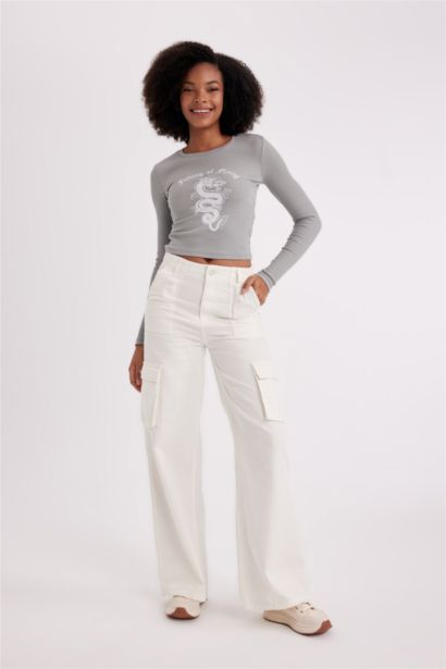 Wide Leg Cargo из габардина