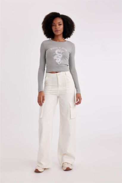 Wide Leg Cargo из габардина