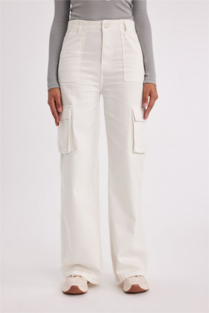 Wide Leg Cargo из габардина