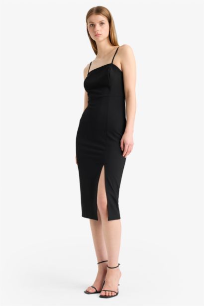 Square Collar Sleeveless Midi Dress