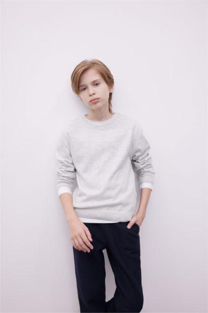 Свитер базовый с круглым вырезом для мальчиков