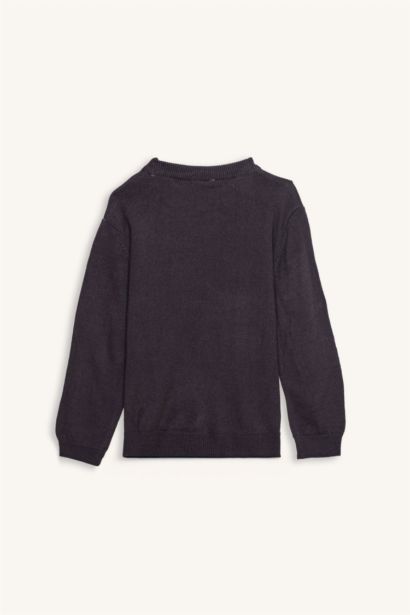 بلوفر اولادي تريكو قصة عادية برقبة مستديرة