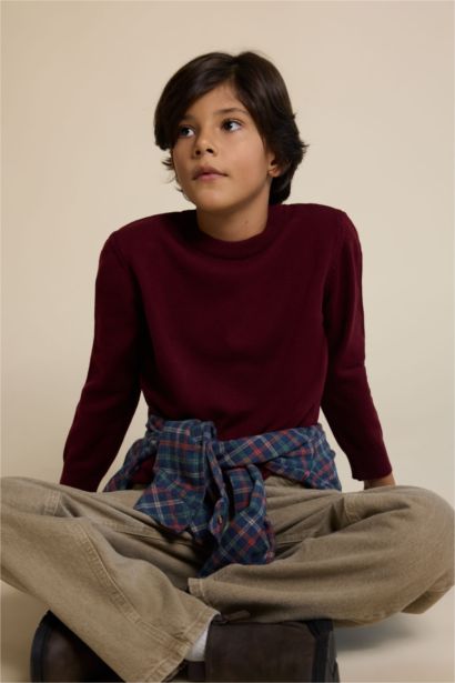 Boy Regular Fit Crew Neck Knit Pullover