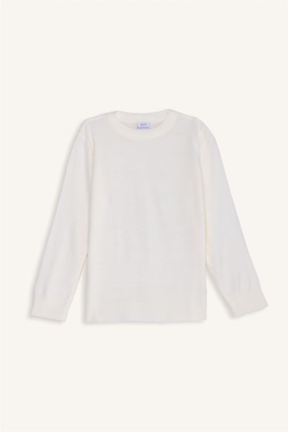 بلوفر اولادي تريكو قصة عادية برقبة مستديرة