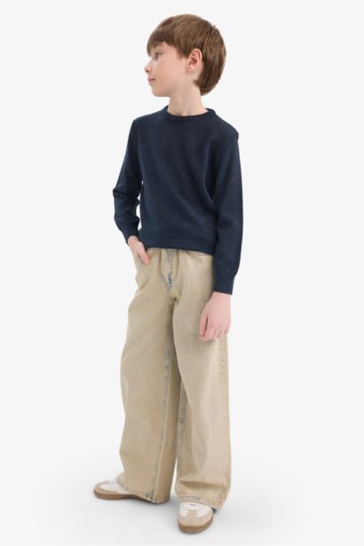 Boy Regular Fit Crew Neck Knit Pullover