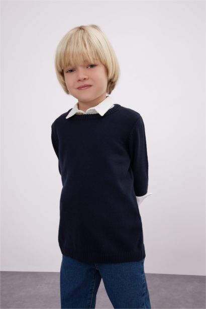 Pull en tricot à col rond Coupe régulière pour BéBé Garçon