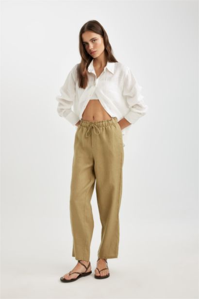 jogger Ankle Length With Pockets linen Trousers