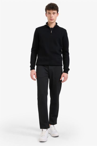 Standard Fit Half Zippered Basic Knit Pullover