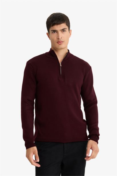 Standard Fit Half Zippered Basic Knit Pullover