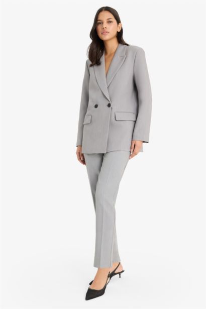 High Waist Slim Fit Trousers