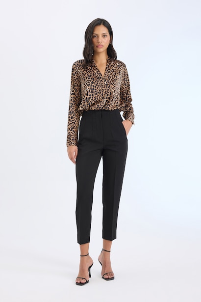 High Waist Slim Fit Trousers