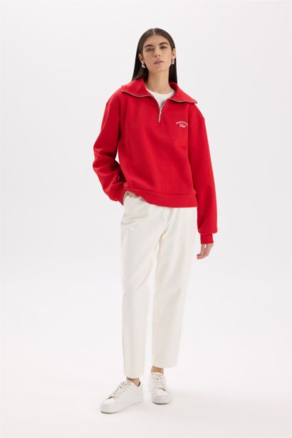 Paperbag High Waist Straight Leg Gabardine Trousers