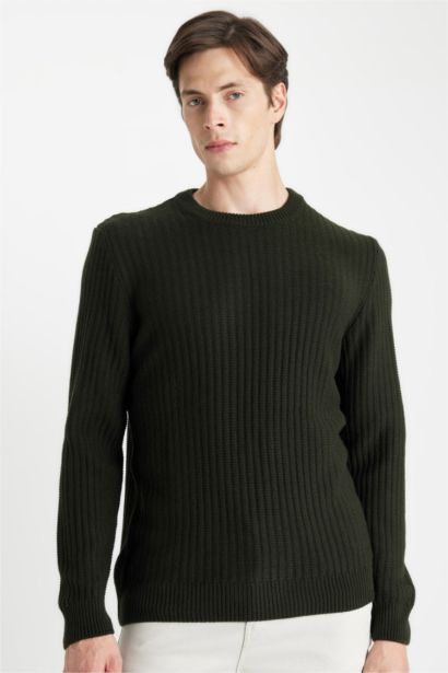 Standard Fit Crew Neck Jacquard Aviator Knitwear Pullover