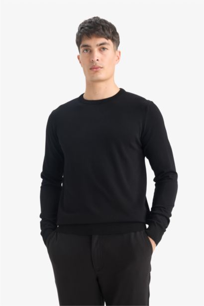 Regular Fit Crew Neck Basic Premium Knit Pullover