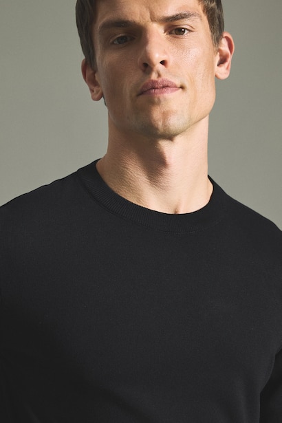 Pull basique en maille à col rond Coupe régulière