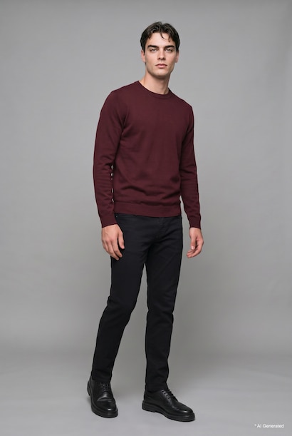 Bisiklet Yaka Basic Triko Kazak