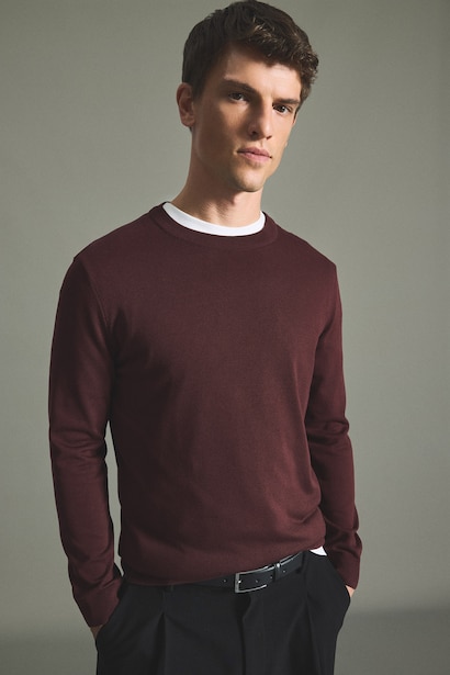 Pull basique en maille à col rond Coupe régulière
