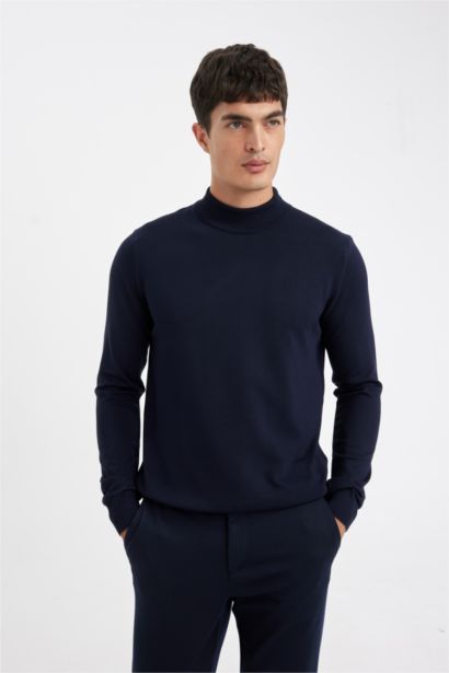 Standard Fit Half Turtleneck Basic Knitted Pullover