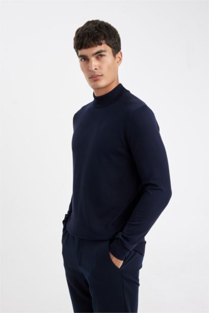 Standard Fit Half Turtleneck Basic Knitted Pullover