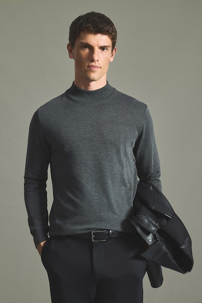 Pull en tricot basic à col roulé Coupe régulière