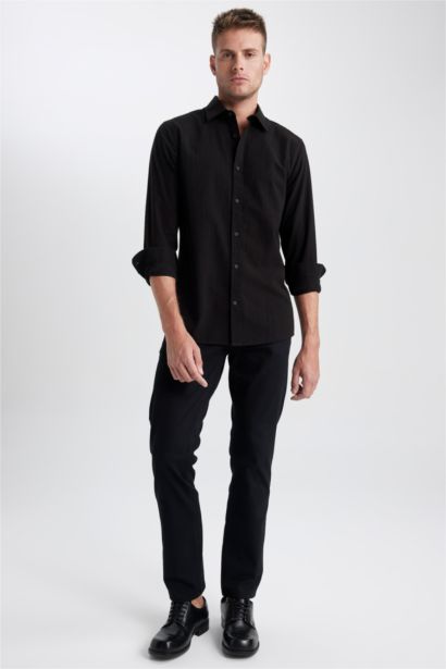 Chemise Coupe Slim à Manches Longues