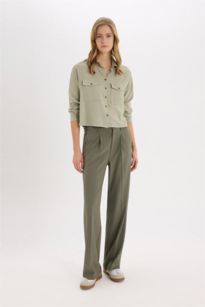 Chemise en viscose à manches longues et coupe régulière