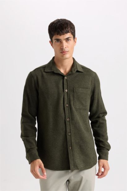 Regular Fit Polo Collar Woodcutter Long Sleeve Shirt