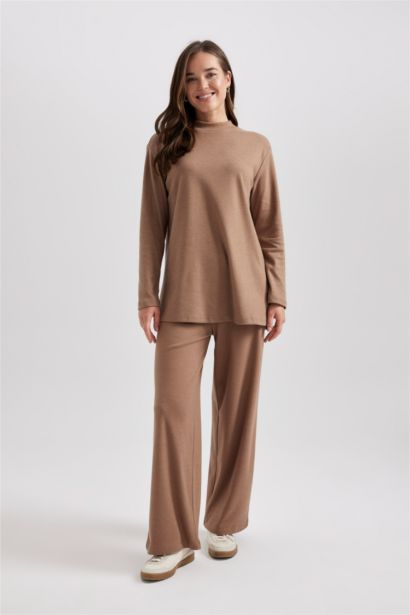Regular Fit Half Turtleneck Long Sleeve Tunic