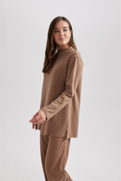 Regular Fit Half Turtleneck Long Sleeve Tunic