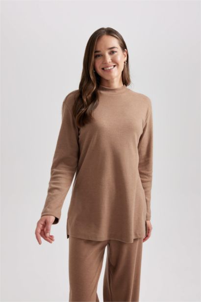 Regular Fit Half Turtleneck Long Sleeve Tunic