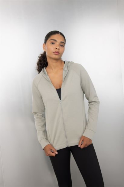 DeFactoFit Standard Fit Zip-Up Scuba Fabric Zip-Up Sweatshirt